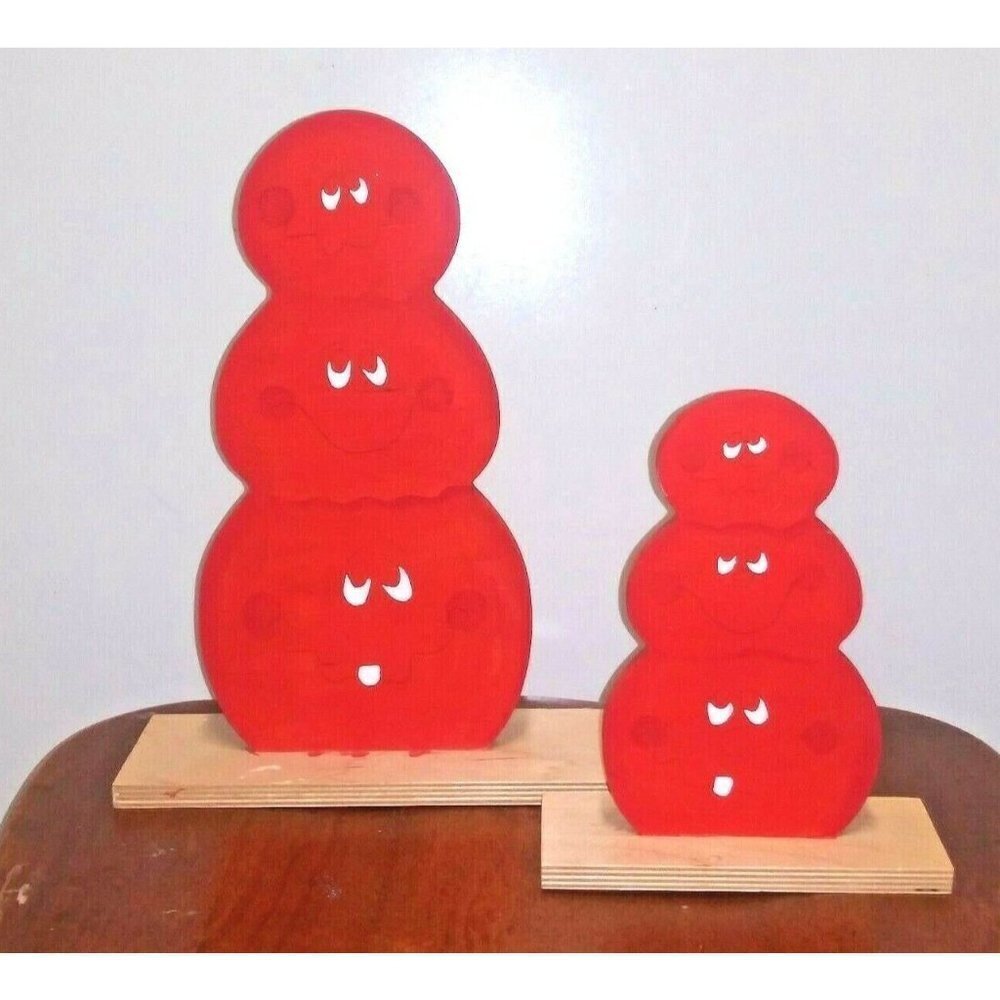 Halloween PUMPKIN TOPIARY wood-board Harvest fall 13", 9" carvings table decor